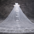2017 Suzhou Tulle Lace Appliqued Bachelorette Bowknot Wedding Nupti Veils Long